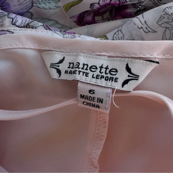 Nanette Lepore Floral Long Sleeve Dress - Purple and Cream - Picture 8 of 9